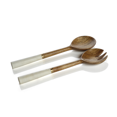 product image of Heritage Mango Wood and Marble Salad Server Set by Panorama City 58