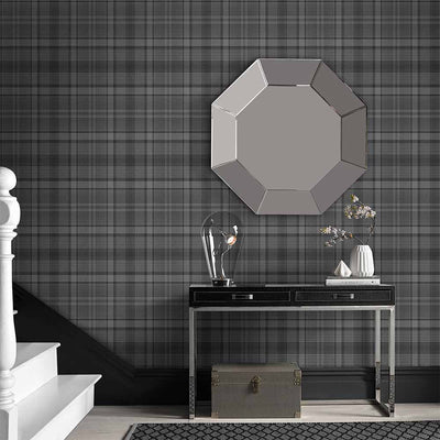 product image for Heritage Plaid Wallpaper in Charcoal from the Exclusives Collection by Graham & Brown 48