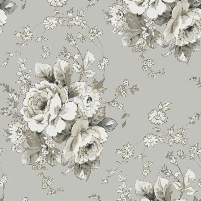 media image for Heritage Rose Wallpaper in Taupe from the Simply Farmhouse Collection by York Wallcoverings 218