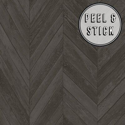 product image of Herringbone Wood Peel and Stick Wallpaper in Dark Grey from the Transform Collection by Graham & Brown 575