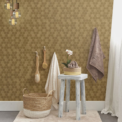 product image for Hexagon Tile Self-Adhesive Wallpaper in Brushed Gold design by Tempaper 74