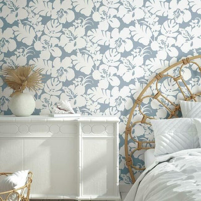 product image for Hibiscus Arboretum Wallpaper in Blue from the Water's Edge Collection by York Wallcoverings 99