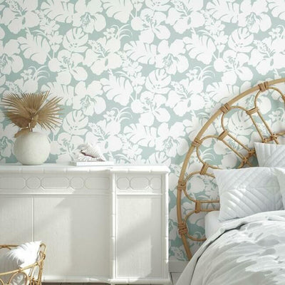 product image for Hibiscus Arboretum Wallpaper in Mint from the Water's Edge Collection by York Wallcoverings 58