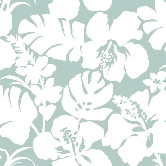 media image for sample hibiscus arboretum wallpaper in mint from the waters edge collection by york wallcoverings 1 213