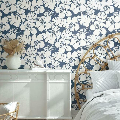product image for Hibiscus Arboretum Wallpaper in Navy from the Water's Edge Collection by York Wallcoverings 76
