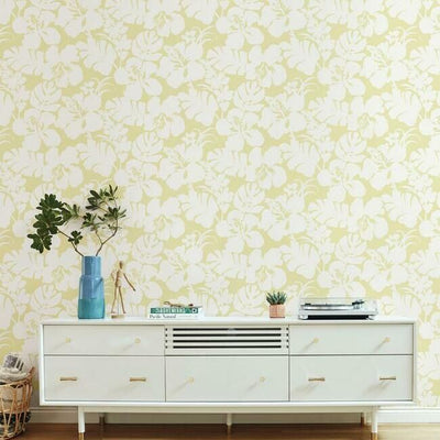 product image for Hibiscus Arboretum Wallpaper in Yellow from the Water's Edge Collection by York Wallcoverings 30