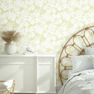 product image for Hibiscus Arboretum Wallpaper in Yellow from the Water's Edge Collection by York Wallcoverings 89