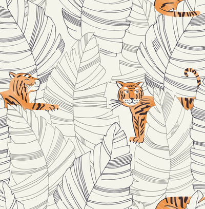 product image of Hiding Tigers Wallpaper in Orange and Black from the Day Dreamers Collection by Seabrook Wallcoverings 588
