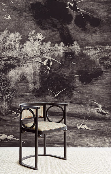media image for Hirundo Black Wall Mural by Eijffinger for Brewster Home Fashions 248