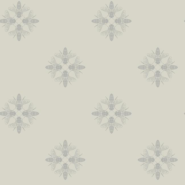 media image for Honey Bee Peel & Stick Wallpaper in Linen and Silver by RoomMates for York Wallcoverings 216