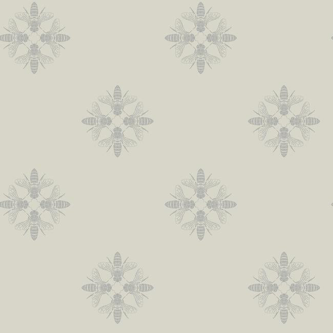 media image for Honey Bee Peel & Stick Wallpaper in Linen and Silver by RoomMates for York Wallcoverings 264