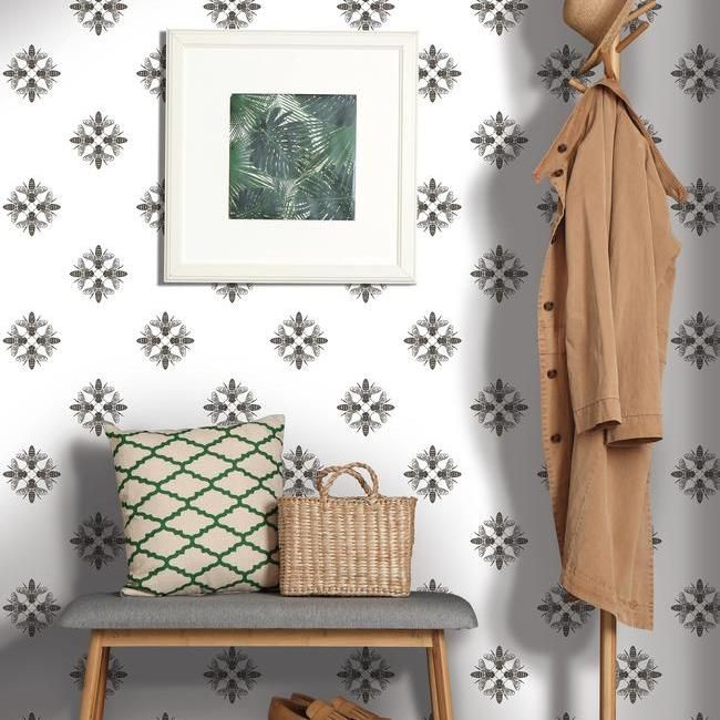 media image for Honey Bee Peel & Stick Wallpaper in White and Black by RoomMates for York Wallcoverings 280