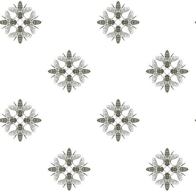 product image of sample honey bee peel stick wallpaper in white and black by roommates for york wallcoverings 1 588