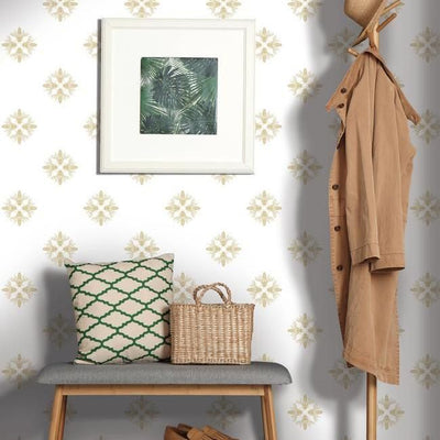 product image for Honey Bee Peel & Stick Wallpaper in White and Gold by RoomMates for York Wallcoverings 85