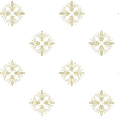product image of sample honey bee peel stick wallpaper in white and gold by roommates for york wallcoverings 1 560