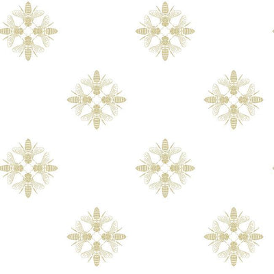 product image of sample honey bee peel stick wallpaper in white and gold by roommates for york wallcoverings 1 589
