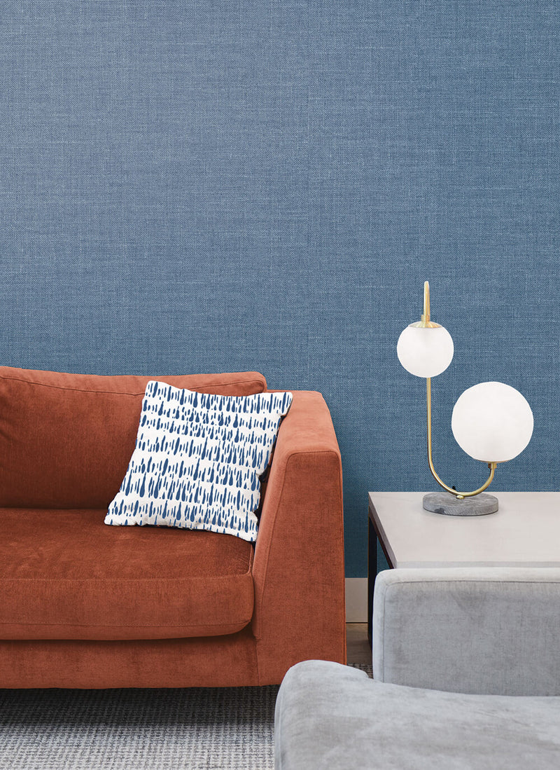 media image for Hopsack Embossed Vinyl Wallpaper in Denim from the Living With Art Collection by Seabrook Wallcoverings 262