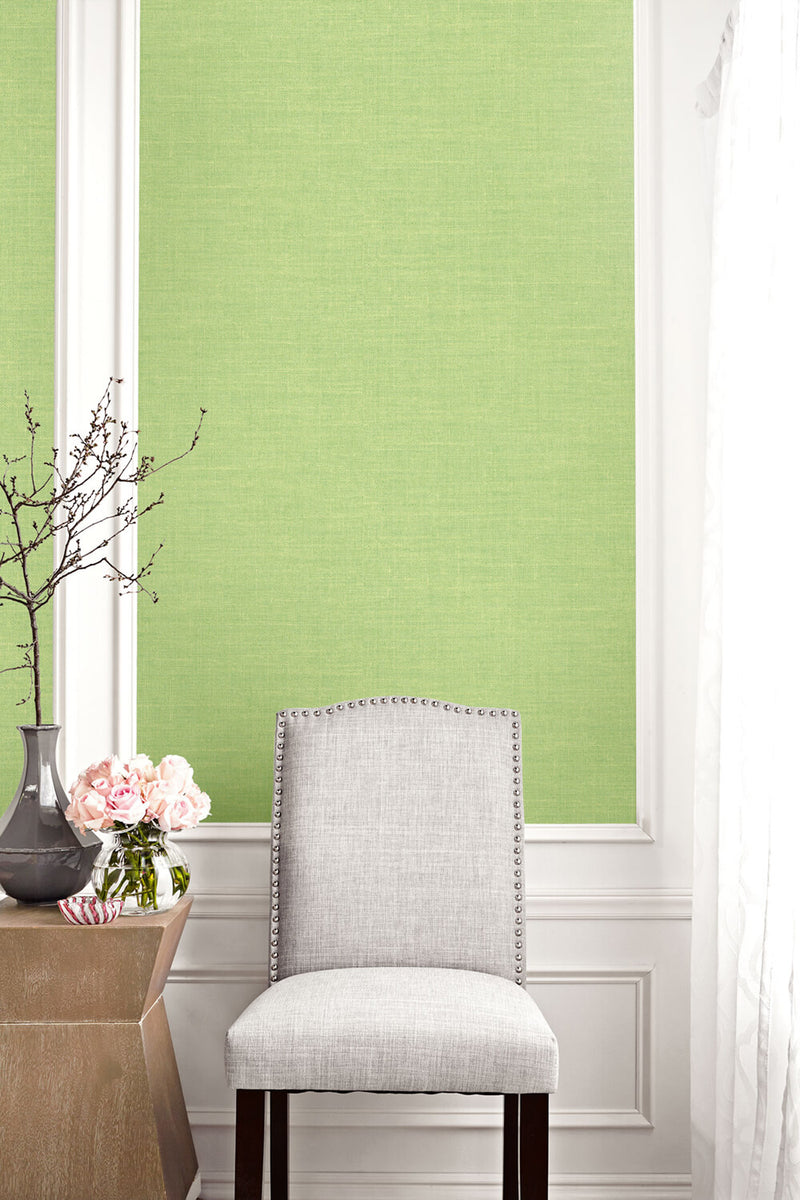 media image for Hopsack Embossed Vinyl Wallpaper in Green Apple from the Living With Art Collection by Seabrook Wallcoverings 211