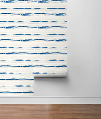 product image for Horizon Stripe Peel-and-Stick Wallpaper in Blue Oasis from the Luxe Haven Collection by Lillian August 21