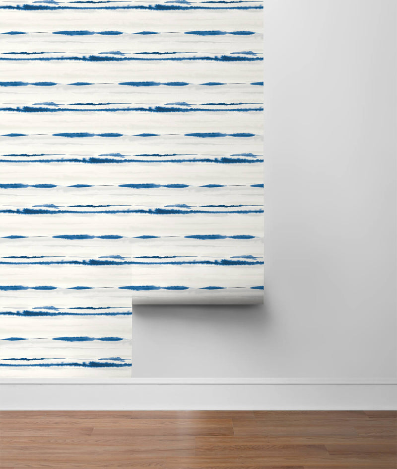 media image for Horizon Stripe Peel-and-Stick Wallpaper in Blue Oasis from the Luxe Haven Collection by Lillian August 252