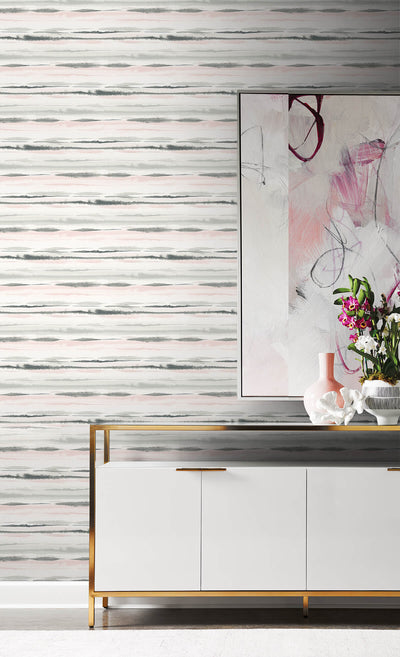product image for Horizon Stripe Peel-and-Stick Wallpaper in Pink Sunset from the Luxe Haven Collection by Lillian August 63