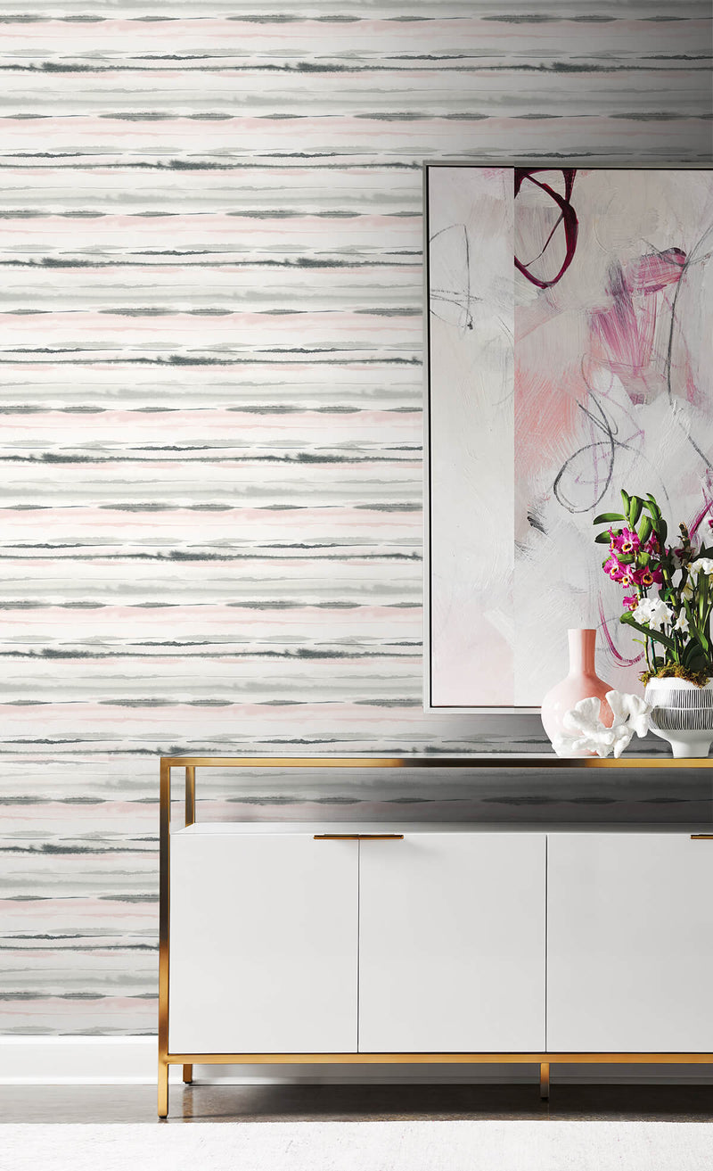 media image for Horizon Stripe Peel-and-Stick Wallpaper in Pink Sunset from the Luxe Haven Collection by Lillian August 277