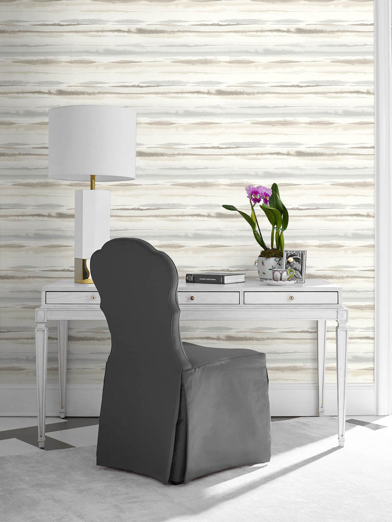 media image for Horizon Stripe Peel-and-Stick Wallpaper in Sand Dunes from the Luxe Haven Collection by Lillian August 23