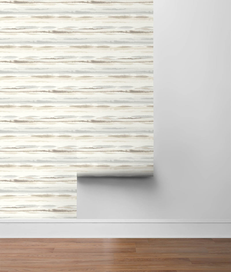 media image for Horizon Stripe Peel-and-Stick Wallpaper in Sand Dunes from the Luxe Haven Collection by Lillian August 22