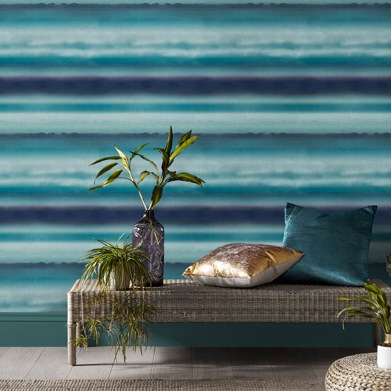 media image for Horizon Wallpaper in Teal from the Exclusives Collection by Graham & Brown 296