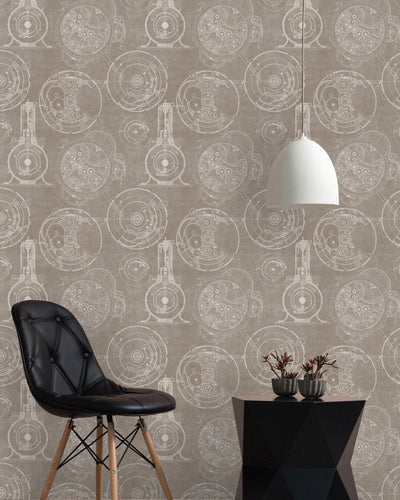 product image for Horlogerie Wallpaper in Taupe from the Eclectic Collection by Mind the Gap 6