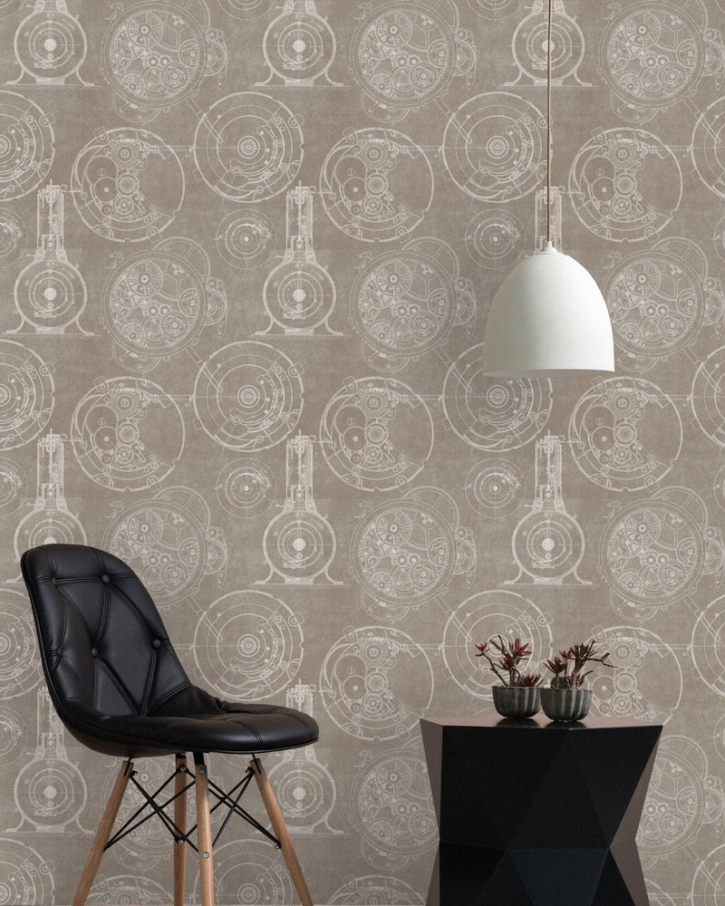 media image for Horlogerie Wallpaper in Taupe from the Eclectic Collection by Mind the Gap 229