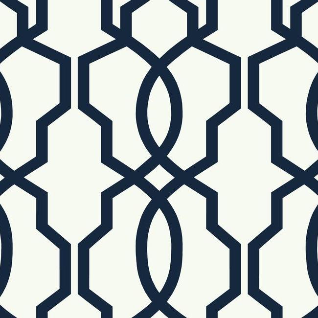 media image for Hourglass Trellis Wallpaper in Navy and White from the Geometric Resource Collection by York Wallcoverings 228