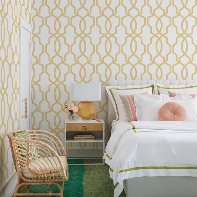 media image for Hourglass Trellis Wallpaper in Yellow from the Geometric Resource Collection by York Wallcoverings 248