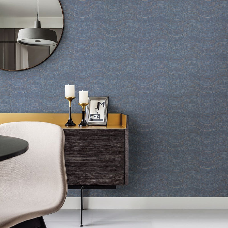 media image for Hydra Geometric Wallpaper in Blue from the Polished Collection by Brewster Home Fashions 291
