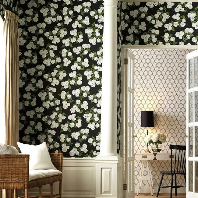 media image for Hydrangea Wallpaper in Black and White from the Rifle Paper Co. Collection by York Wallcoverings 235