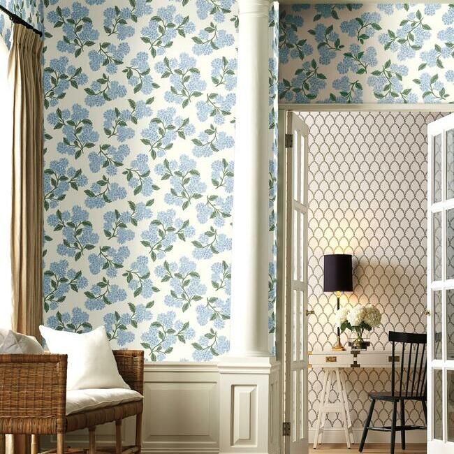 media image for Hydrangea Wallpaper in Blue and White from the Rifle Paper Co. Collection by York Wallcoverings 277