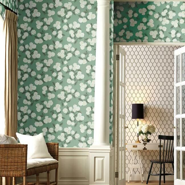 media image for Hydrangea Wallpaper in Jade from the Rifle Paper Co. Collection by York Wallcoverings 216