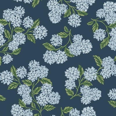 product image of sample hydrangea wallpaper in navy from the rifle paper co collection by york wallcoverings 1 541