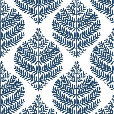 product image of sample hygge fern damask peel stick wallpaper in blue by roommates for york wallcoverings 1 539