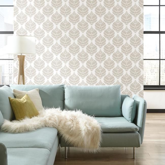 media image for Hygge Fern Damask Peel & Stick Wallpaper in Taupe by RoomMates for York Wallcoverings 27