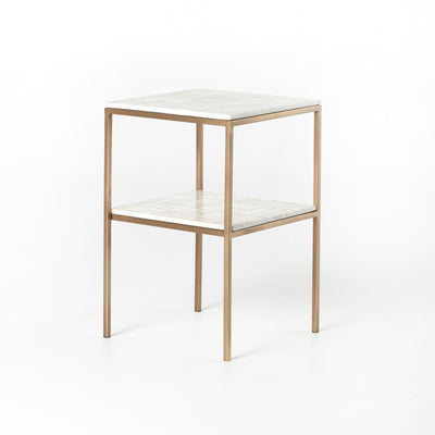 product image of Piet Printed Marble Nightstand In Antique Brass Piet Screen Print Marble 520
