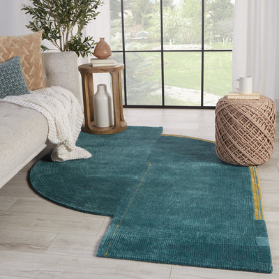 product image for Zephyr Handmade Abstract Teal & Gold Rug by Jaipur Living 19