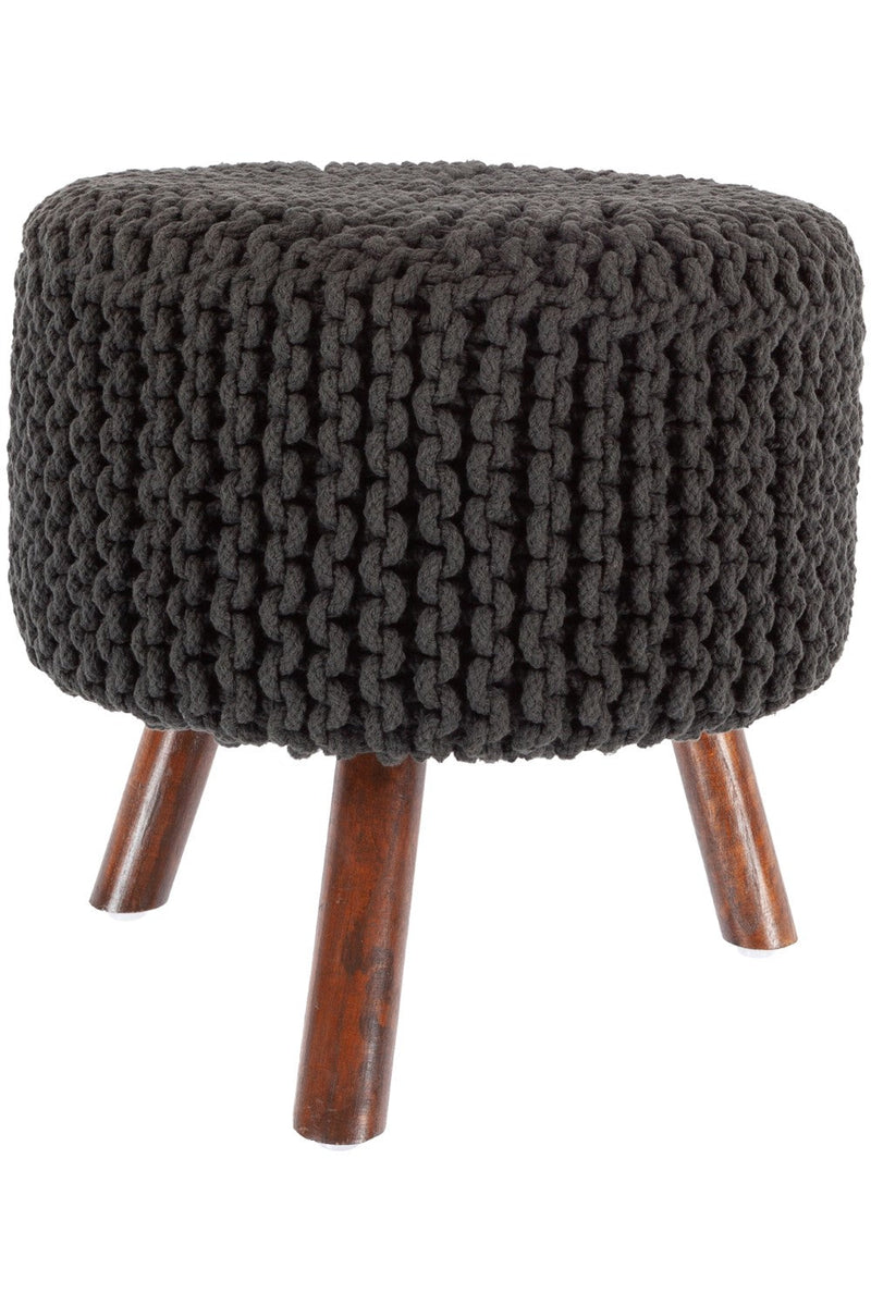 media image for ida black handmade stool by chandra rugs ida40408 stool 1 297