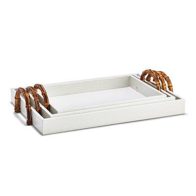 product image for white crocodile set of 3 decorative rectangle trays with bamboo handles 1 33