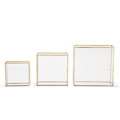product image for windows set of 3 square vases with gold metal trim 2 10