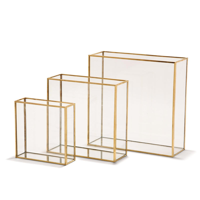 media image for windows set of 3 square vases with gold metal trim 1 252