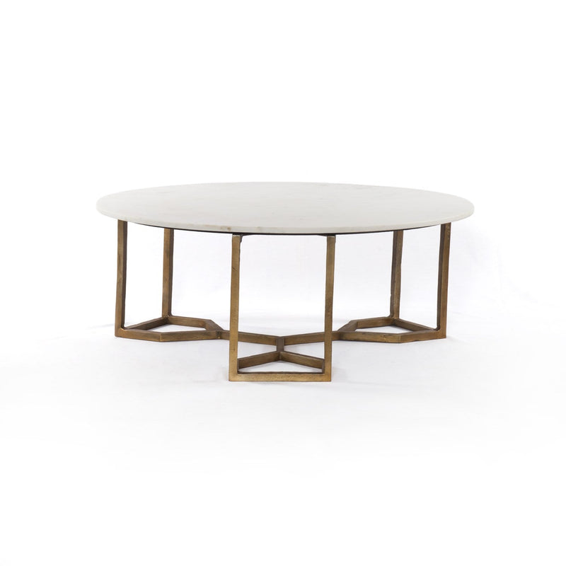 media image for naomi coffee table in polished white marble 5 218