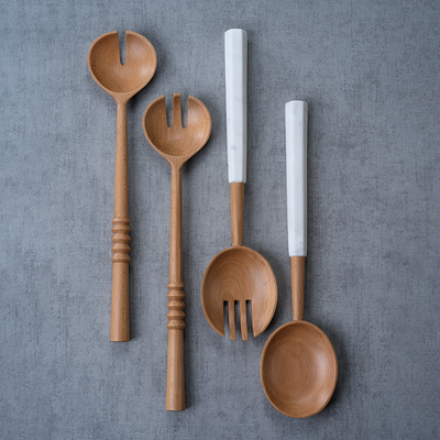 product image for kamran wooden salad server set w marble handles by zodax in 6760 2 38