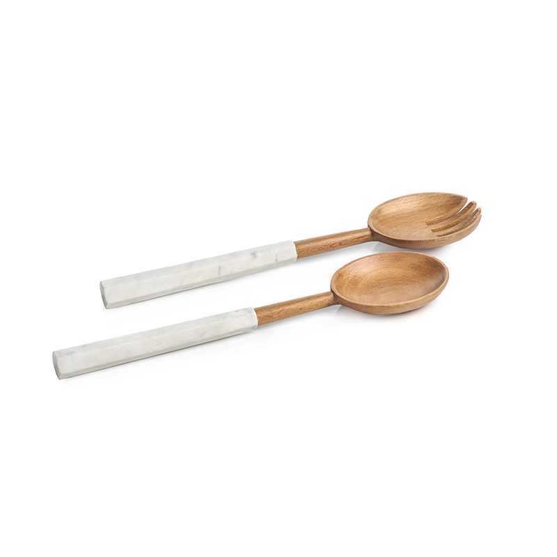 media image for kamran wooden salad server set w marble handles by zodax in 6760 1 271