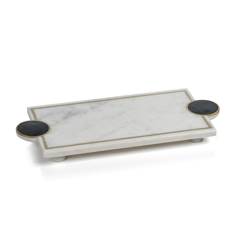 media image for karmello stone w marble footed tray by zodax in 6800 1 238